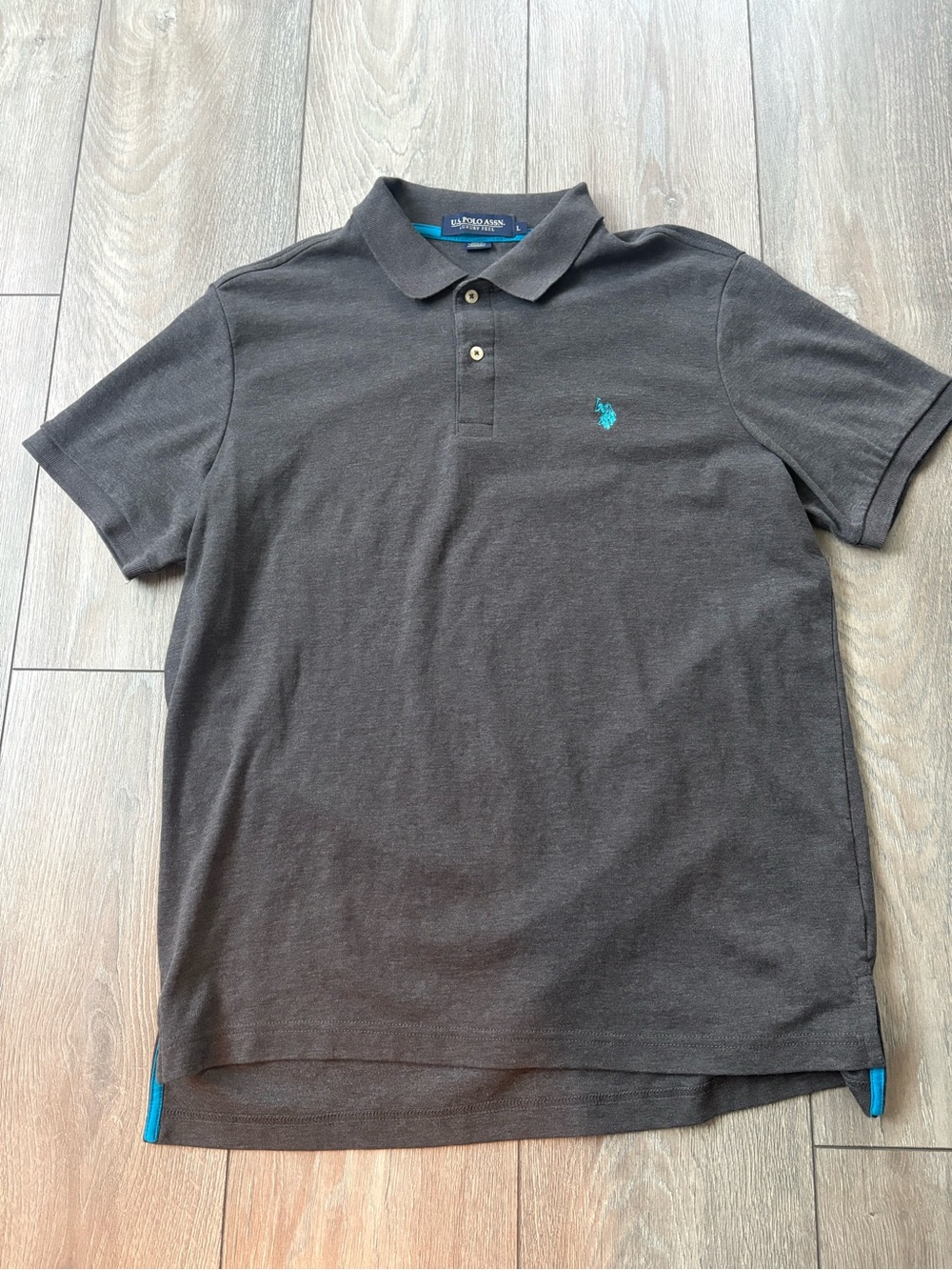U.S. Polo Assn. Men's Charcoal Polo with Teal Logo